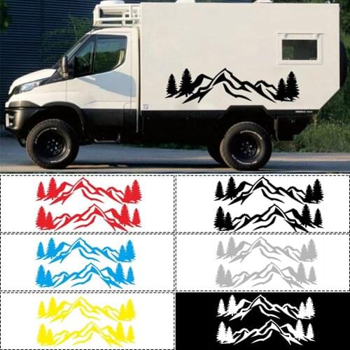 2Pcs Car Stickers Mountain Totem Self-Adhesive Vinyl Graphics Engine Hood Decals Waterproof Universal Car Accessories