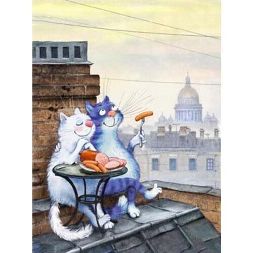 JMINE Div 5D Cat food Country House Full Diamond Painting cross stitch kits art High Quality Animal 3D paint by diamonds