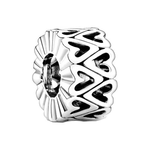 Openwork Freehand Heart Spacer Charm Fit Original Pandora Charms Bracelet 925 Sterling Silver Beads DIY Jewelry Making Berloque