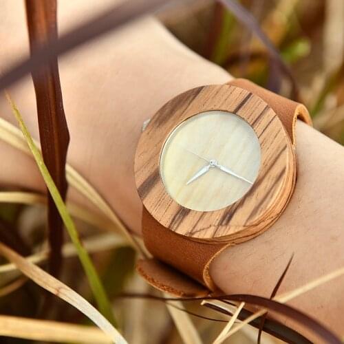 BOBO BIRD Handmade Clock Maple Wood Watches for Women Simple Wood Wristwatch relogio masculino Genuine Leather Strap Dropship