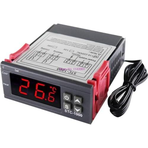 50pcs Digital Temperature Controller Thermostat Thermoregulator incubator Relay LED 10A Heating Cooling STC-1000 STC 1000 12V