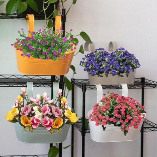 1pcs Colorful Hanging Flower Pots Metal Iron Balcony Garden Plant Planter With Detachable Hook For Home Decor 2021New Promotion