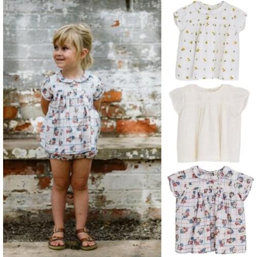 Baby Girl Floral Shirt Nordic style Infant T Shirts Summer Children Boutique Clothes Baby Girl Vintage Top