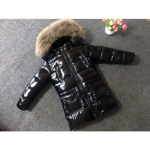 Childrens down jacket boys and girls long white duck down coat thick -35 degrees