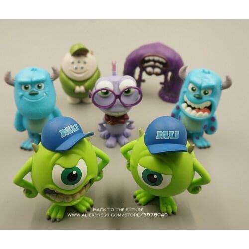 Disney Monsters University Mike Wazowski James P.Sullivan 8-9cm 7pcs/set Action Figure Anime Mini Collection Figurine Toy model
