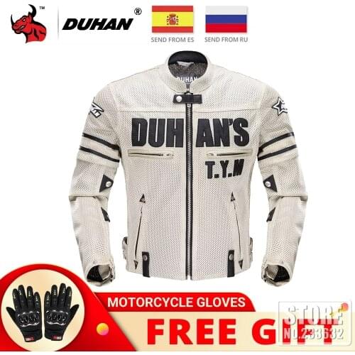DUHAN Summer Motorcycle Jacket Mens Breathable Chaqueta Moto Jacket Mesh Riding Jacket Motorcycle With Removable Protector