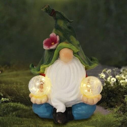 Resin Gnome Statue With Solar Lamp Dwarfs Figurine Ornaments Corrosion Resistant Craft Garden Decor Garden Decoration
