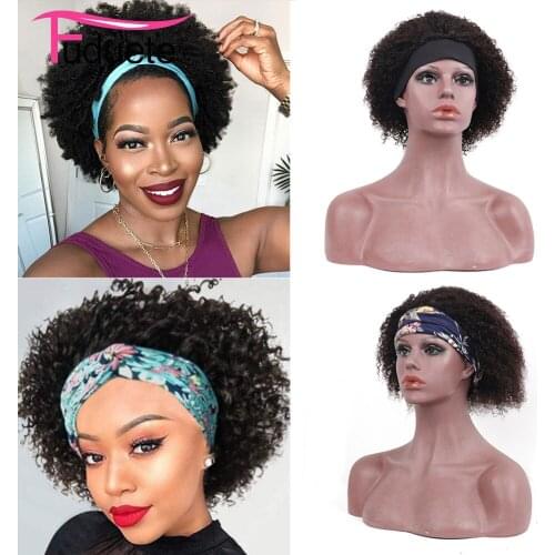 Fuduete Pixie Cut Wig Human Hair Headband Wig Bob Curly Human Hair Wig Full Machine Made Wig Brazilian Hair Wigs Remy Hair