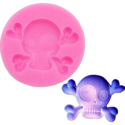 Gadgets Fondant Molds Skull Skeleton Head Cabochon Silicone Bakery Push Flexible Mold Skull Head Soap Silicone Mold DIY Han