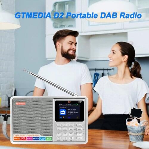 GTMEDIA D2 2.4inch Bluetooth Battery Powered FM DAB Portable Radio Multi Band LCD Display Stereo Support Micro TF Card