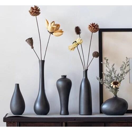 Ceramic Vase Small Black Simple Creative Modern Nordic Vases Ornaments Home Accessories Ceramic Ornaments