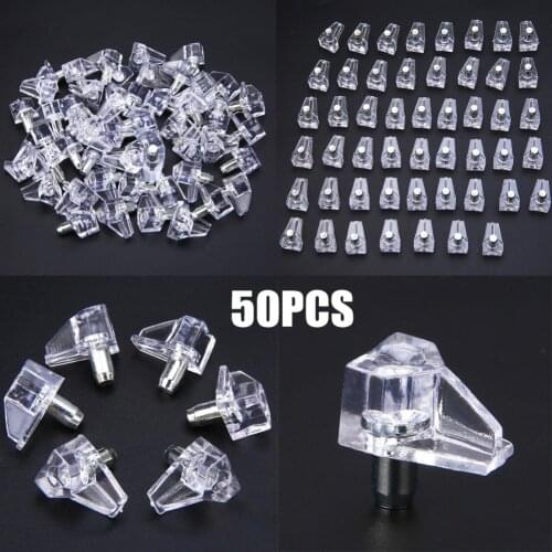 50pcs 5mm Shelf Supports Pegs Studs Clear With Metal Pins DIY Kitchen Cabinet Shelves Tools