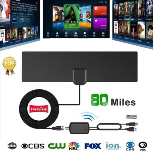 80 Miles 1080P HDTV Indoor Digital TV DVB-T2 Antenna with Signal Booster Amplifier TV Radius Surf Fox Antena TV Antennas Aerial