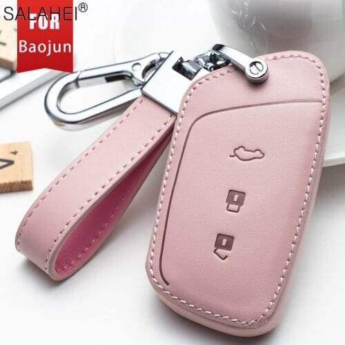 Leather Car Key Case Cover For Baojun 510 730 360 560 RS-5 530 630 Keychain Protective Accessories Auto Key Covers Interior