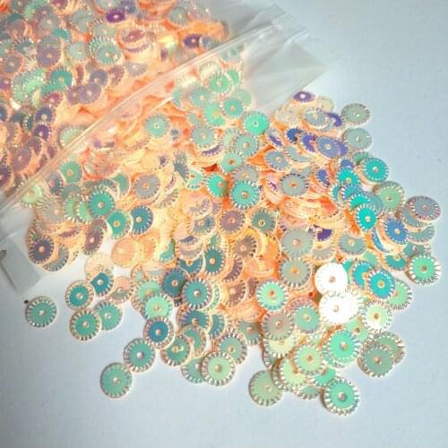 3000pcs 6mm Round Wheel Flower Gold Plating Loose Sequins Sewing PVC DIY Paillette Yellow Beige Confetti Spangles
