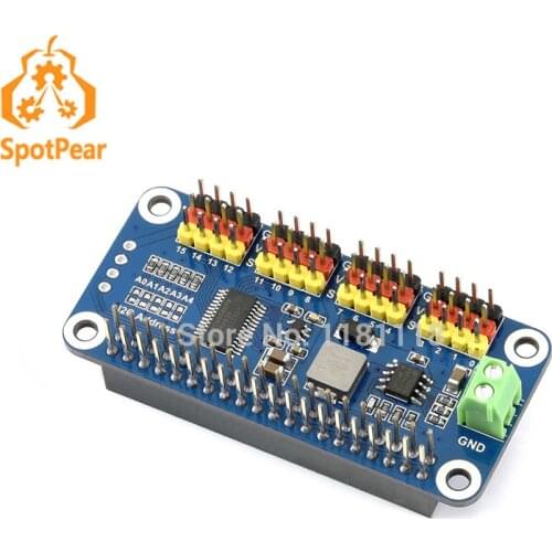 Raspberry Pi Servo Driver HAT, 16-Channel, 12-bit, I2C