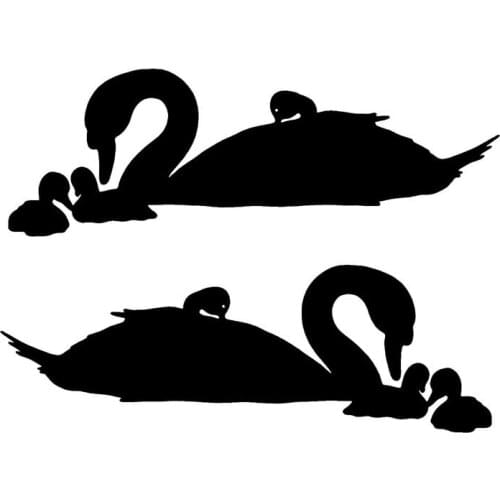 Swans and Their Baby Pattern Stickers High Quality Car Window Decoration Personality Pvc Waterproof Decals Black/white, 13cm*5cm
