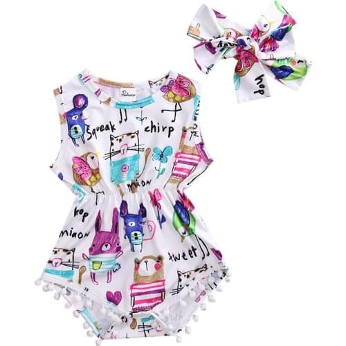 Summer Newborn Toddler Baby Girl Cotton Cartoon Romper Jumpsuit Outfits Sun Suit Clothes