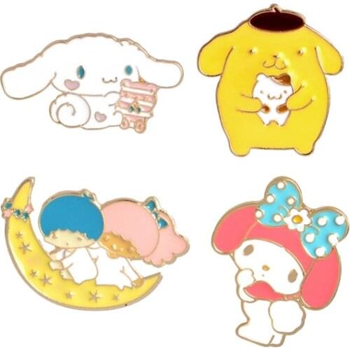 Cute Cartoon Dog Rabbit Cat Moon Child Boy Girl Metal Enamel Brooch Pins Button Badge Jeans Bag Decoration Women Jewelry