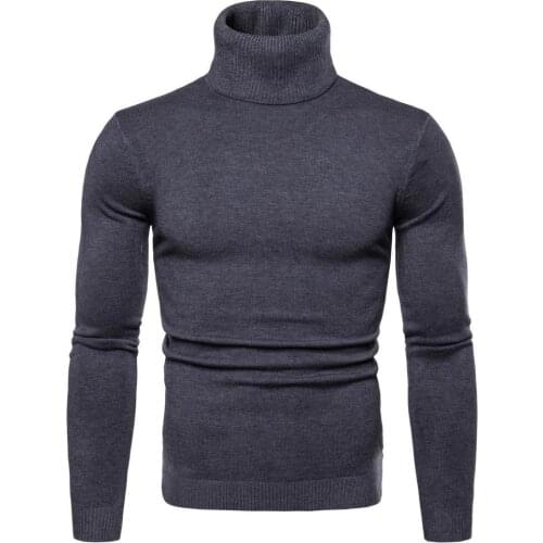 Fashion 2019 Autumn winter warm thermal skinny stretch pullover new mens sweater high collar mens sweater shirt Y959