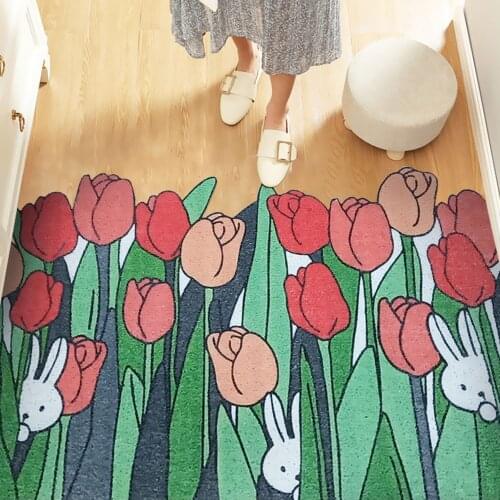 Non-slip Rug Dust Removal Carpet Cute Plant Sand Scraping Dust Door Entrance Doormat Hallway Bath Wire Loop Footpad Doormat