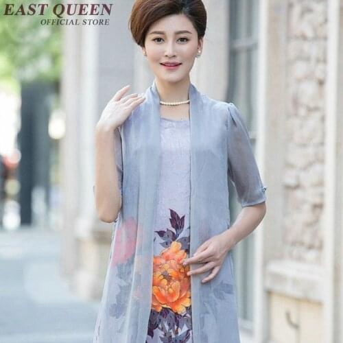 New 2018 Plus Size Floral Print Middle Age Clothing Twinset Chiffon Short-sleeve Older Women Clothing NN0326 HE