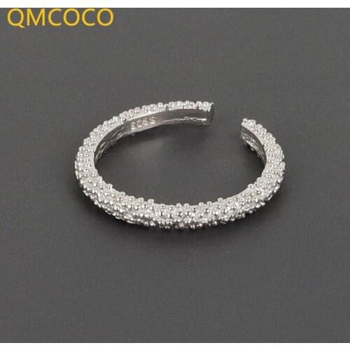 QMCOCO 925 Silver New Style Ring Light Luxury Creative Simple Design Irregular Frosted Surface For Women Jewelry Accessories