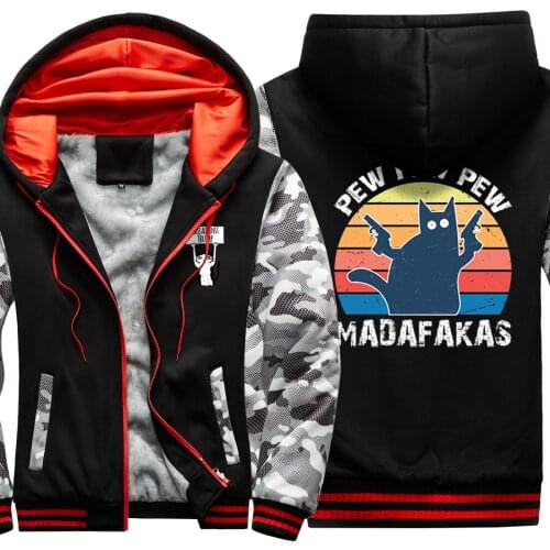 Pew Madafaka Cat Camouflage Raglan Thicken Jackets Wool Liner Long Sleeve Mans Sweatshirts & hooded Fashion 2020 Retro Zipper