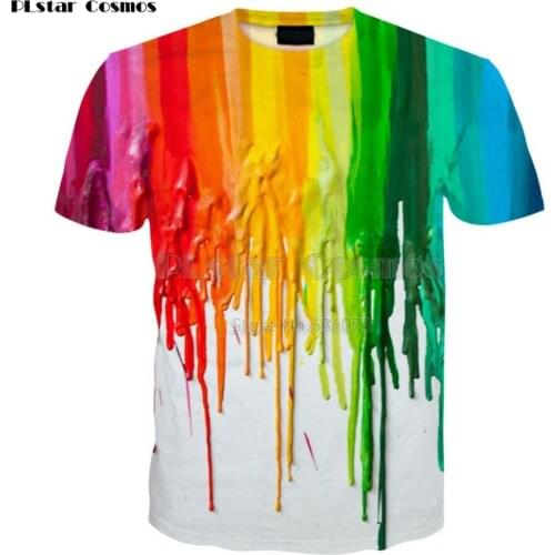 PLstar Cosmos Drop shipping 2018 summer Fashion Men Women t shirt Paint Drips 3D Print tshirt Harajuku casual Cool T shirts