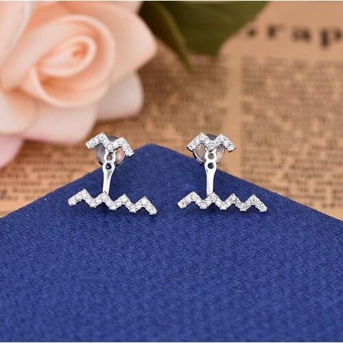 Simple Stud Earrings Double Wave Line Two Side Statement Fashion Zircon Luxury Jewelry Accessories Zk30