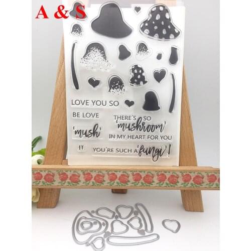 Z12 Mushroom CLEAR STAMPS Metal Cutting Dies or Transparent Clear Stamp for Scrapbooking DIY Embossing Folder Template Crafts
