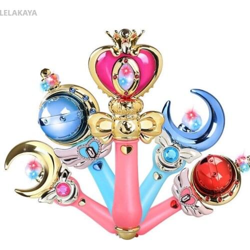 Sailor Moon Cosplay Anime Action Figure Card Captor Sakura Moon Heart Shape Baby Magic Stick Flash Transfiguration Rod Wand Toy