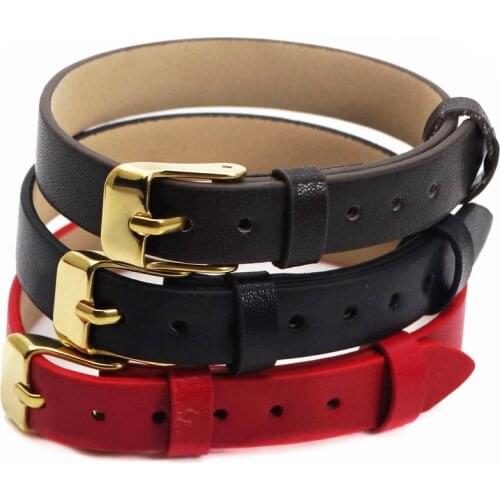 10mm wide Belt bracelet Microfiber leather watchband bracelet Stainless steel fastener DIY accessories Bracelet jewelry