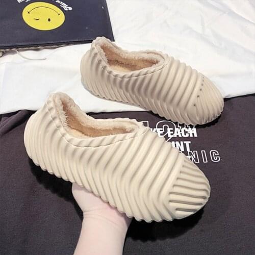 Slippers Mmale Men Shoes Couples Soft Charms Yeez Slides Winter Warm Plush Indoor Home Outdoor Cozy Rubber Waterproof Flat Home