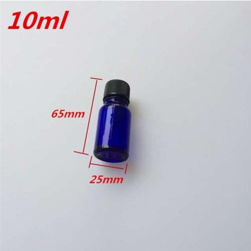 10 pcs 25x65 mm Dark Blue Glass Bottles With Black Plastic Common Cap&Plugs DIY 10 ml Empty Essential Oil Perfume Bottles