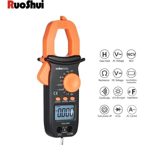 RuoShui 606 Series Digital Clamp Meter Hz Ohm NCV 400-600A AC/DC Current Tester True RMS Auto Resistance Continutity Multimeter
