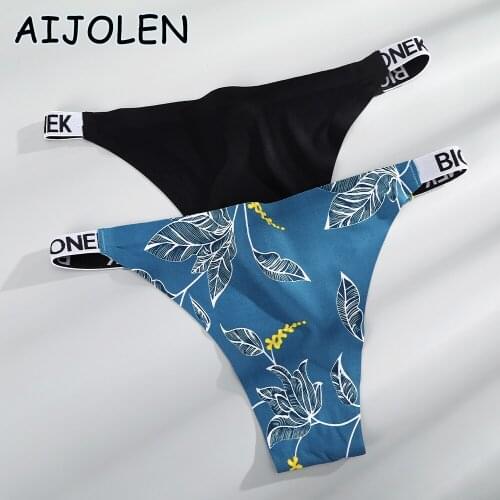 AIJOLEN Comfortable Ladies Underwear Print Briefs Sexy Lingerie Cotton Female Underpants Soft G-thong for Womens Panties 2/PC