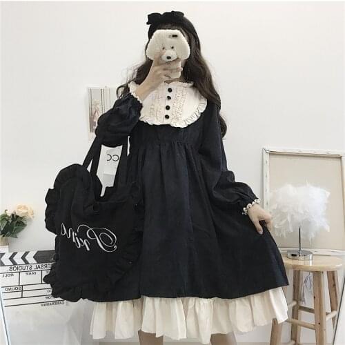 Japanese Lolita Style Harajuku Vestidos Femininos Cosplay Retro Lady Dress Kawaii Ruffles Mori Girl Dress Women Party Dress