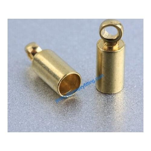 Jewelry Accessories Raw Brass end cap crimp beads cap end beads End caps for laether cord 3*8mm
