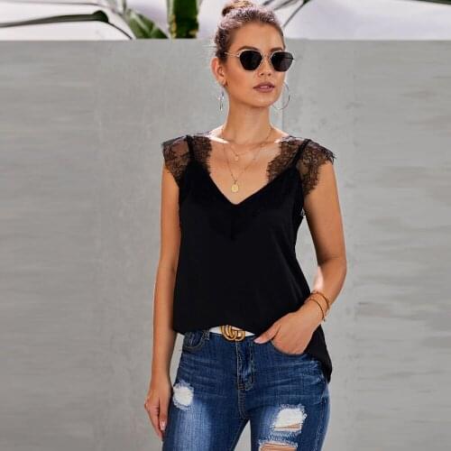 Sexy Solid Deep V Chiffon Women Blouse Shirt Summer Camis Tank Tops Blouse Summer Casual Office Streetwear Tops