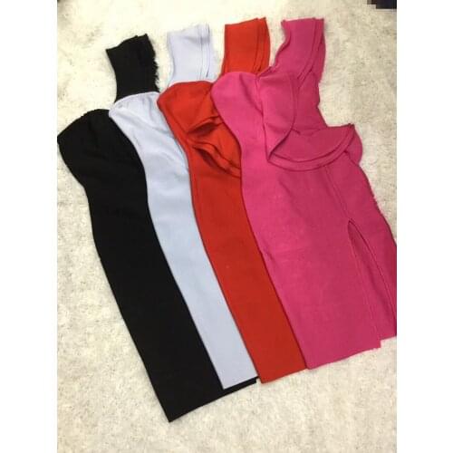 Womens Bandage Dress Bodycon Ruffles Skinny One Shoulder V Neck Sexy Sleeveless Lady Evening Party Club Knee Length Dresses