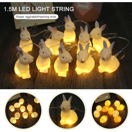 1.5M Easter Decoration String Lights Eggs Rabbit LED String Lights Garland Fairy Light Happy Easter Party Decorations for Home