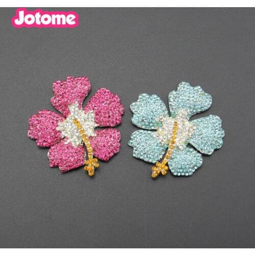 100pcs/Lot 45mm Wholesale fancy Cherry blossoms Flat Back Flower Rhinestone Metal Crystal Glass Button for wedding