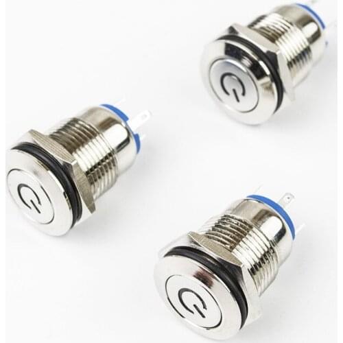 16mm Aluminum Power Switch With Indicator Light 220V Amplifier Touch Button Switch Waterproof 2-10A 36V