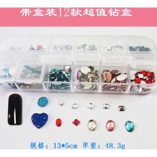 2sets/lot Plastic Box Packed Many Different Shapes Resin Rhinestones Flatback Non Hotfix Beads For Nail Art Decorations