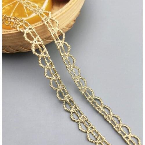 2Yards 0.7CM Width Semicircle Lace Trim Gold Ribbon For Dress Costume Curtains Decoration Clothing Handmade Hair Accessories DIY