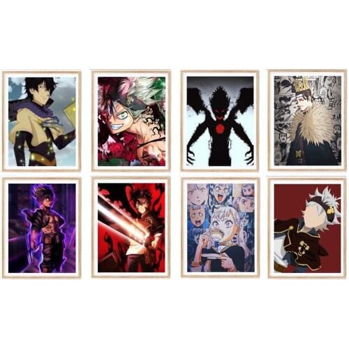 8PCS Black Clover Anime Character Colorful Picture Poster Canvas Art Prints Wallpaper,8 x 10 Inches,No Frame