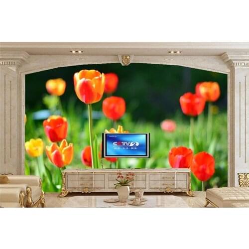 Large murals,Tulips Flowers wallpaper papel de parede,restaurant kitchen living room sofa TV wall bedroom wall papers home decor