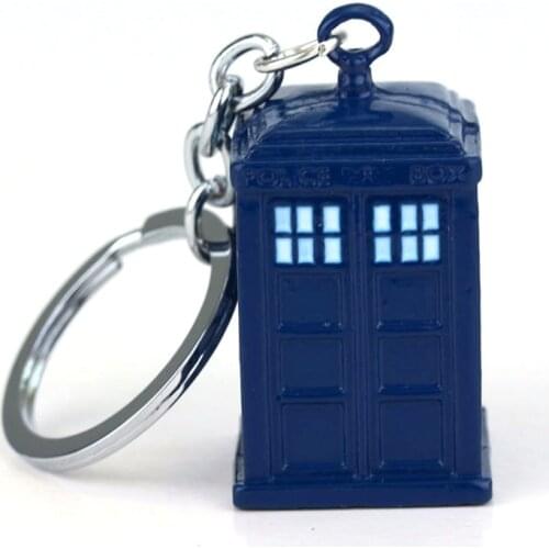 Doctor DW Blue TARDIS Police Box Keychain Copper Alloy Metal Key Rings For Gift Key chain Jewelry for Car Doctor Keychain
