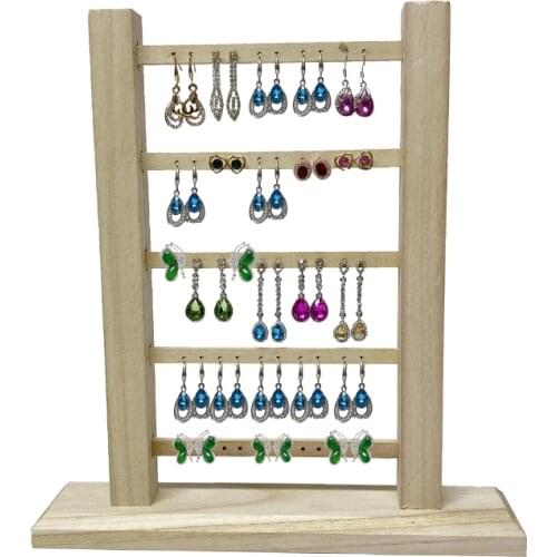 1 Piece Creativity 25 Pairs Wooden Jewelry Display Rack Stand 5 Layers Earring Holder Ear Studs Pendant Storage Organizer